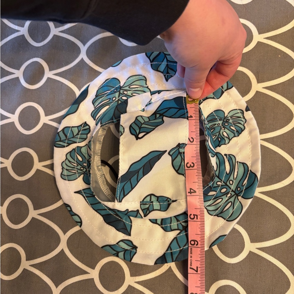 Tropical Leaf Print Bucket Hats For Dogs - White & Greens - Picture 7 of 7
